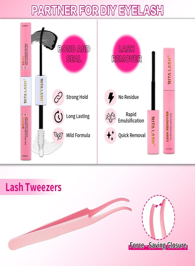 RITALASH Lash Extension Kit Cluster Lashes Kit+Bottom Lashes+Spikes Lash Clusters Eyelash Extensions with Lash Bond and Seal,Lash Remover,Lash Tweezers(30D 50D 60D 80D+Bottom Lashes+Spike Lash Kit) - Image 4